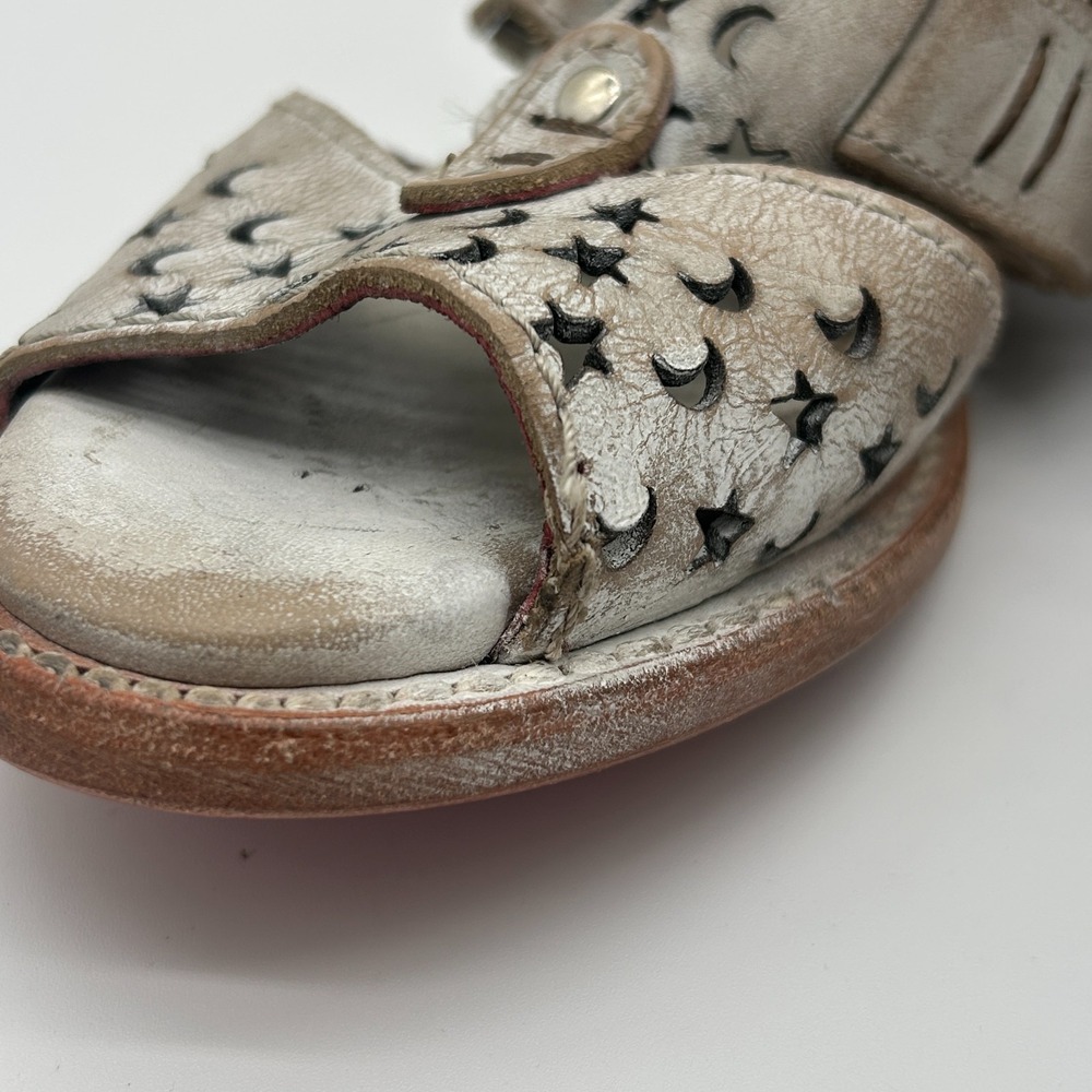 Freebird by Steven Moonstar Taupe Leather Block Heel Cutout Slip On Mule Shoes 8 - Picture 2 of 8